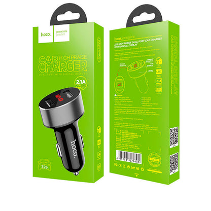 Caricabatteria da Auto HOCO Z26 High Eloge | Doppia Porta USB | Display Digitale | Ricarica Rapida