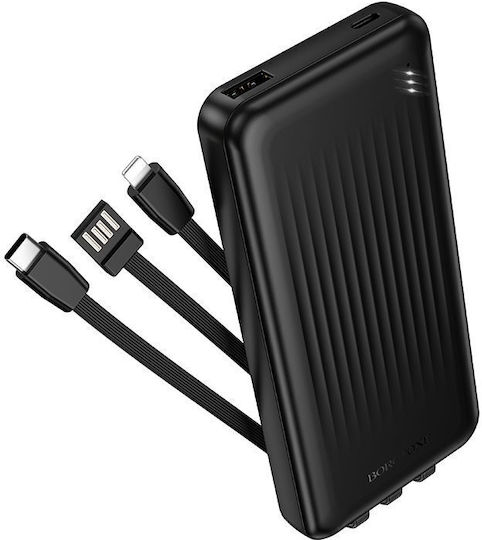 Power Bank Borofone BJ79 Clever 10.000 mAh – Cavi Integrati USB-C e Lightning, Porta USB-A, Display LED e Design Compatto