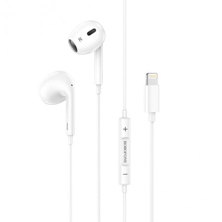 BOROFONE BM30 Max 1.2M Auricolari acustici con controllo del filo Lightning e microfono, bianchi