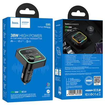 Trasmettitore Bluetooth per auto Hoco QC3.0 PD 20W E85 nero