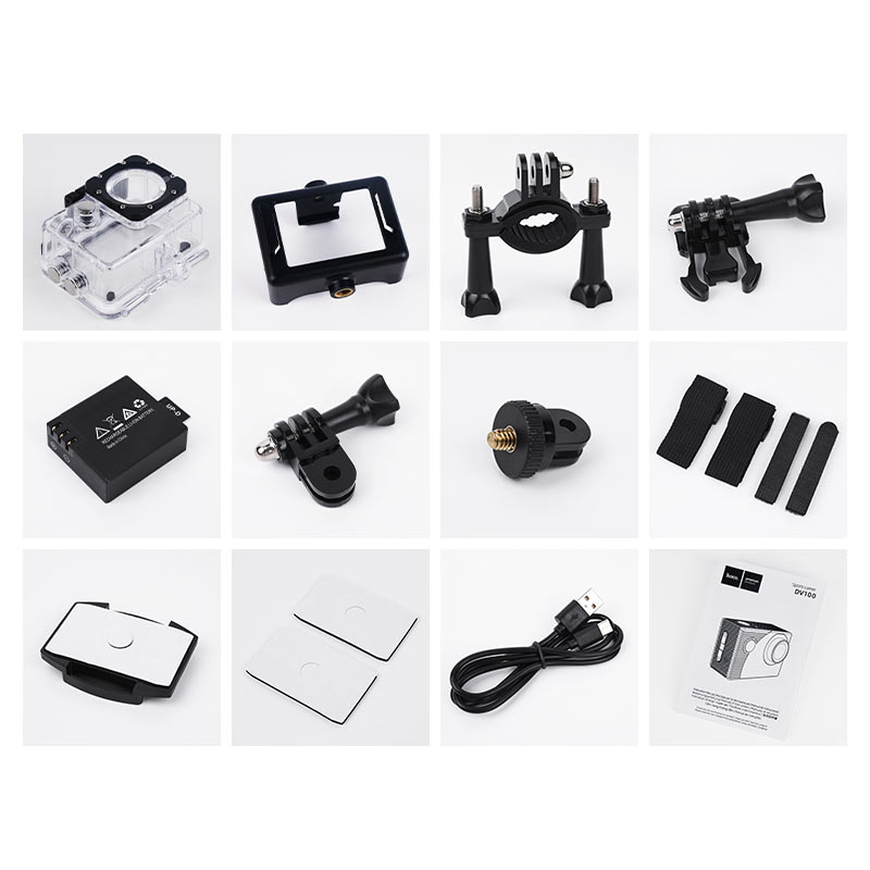 Hoco DV100 Videocamera Sportiva 1080p 30fps con Schermo 2" – Nera + Cuffie con Microfono