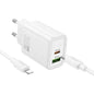 Caricabatterie per telefono Hoco USB A + USB C QC3.0 PD 3A 30W + cavo USB C a Lightning N63