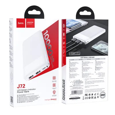 HOCO Batteria esterna (Powerbank) 10.000 mAh 2A 2xUSB + Tipo C J72