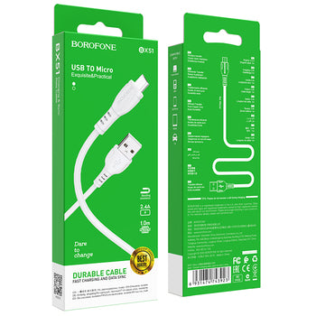 Cavo Borofone BX51 Triumph – USB-A → Micro‑USB 2,4 A