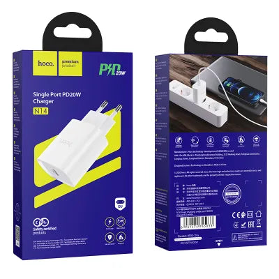 Caricabatterie per telefono Hoco USB C PD 20W N14 bianco
