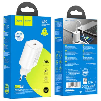 Caricabatterie da rete HOCO Type C Power Delivery PD 25W QC3.0 Jetta N22 bianco.