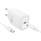 Caricabatterie da muro per telefono Hoco USB C QC PD 20W + cavo da USB C a USB C N60 bianco