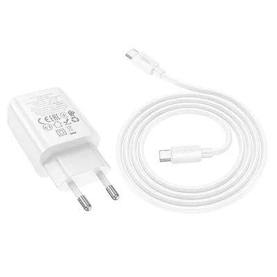 Caricabatterie per telefono Hoco USB C QC PD 30W + cavo USB C a USB C N62 bianco