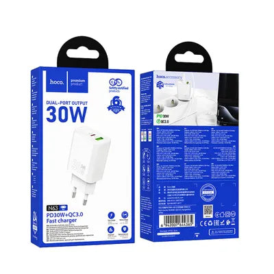 Caricabatterie da muro HOCO USB A+ Tipo C PD QC3.0 3A 30W N63