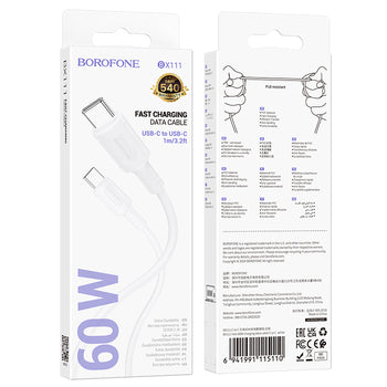 Cavo Borofone BX111 Feliz – USB-C a USB-C 60W