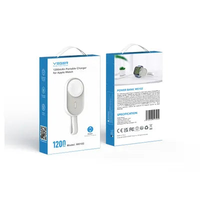 Power bank VEGER da 1200 mAh per orologio compatibile con Apple Watch Pomme (W0102) bianco