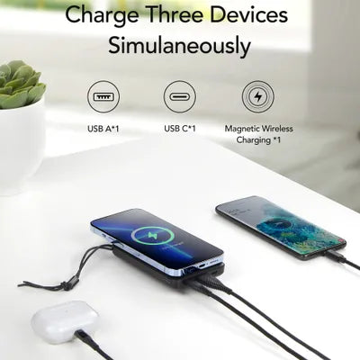 VEGER Batteria esterna (Powerbank) MagOn Caricabatteria induttivo supporto MagSafe 15W - 10,000mAh PD 22.5W bianco (VP1151 / W1151)